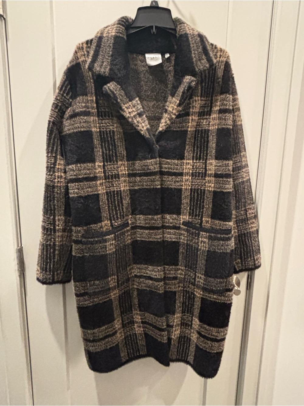 Plaid Wool-Blend Coat in Brown & Black - Classic Women's Outerwear